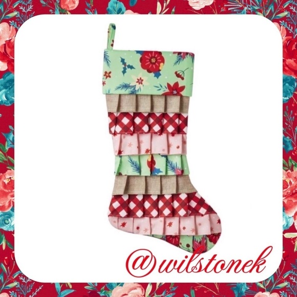 The Pioneer Woman Holiday Floral Ruffle Christmas Stocking - Picture 1 of 6